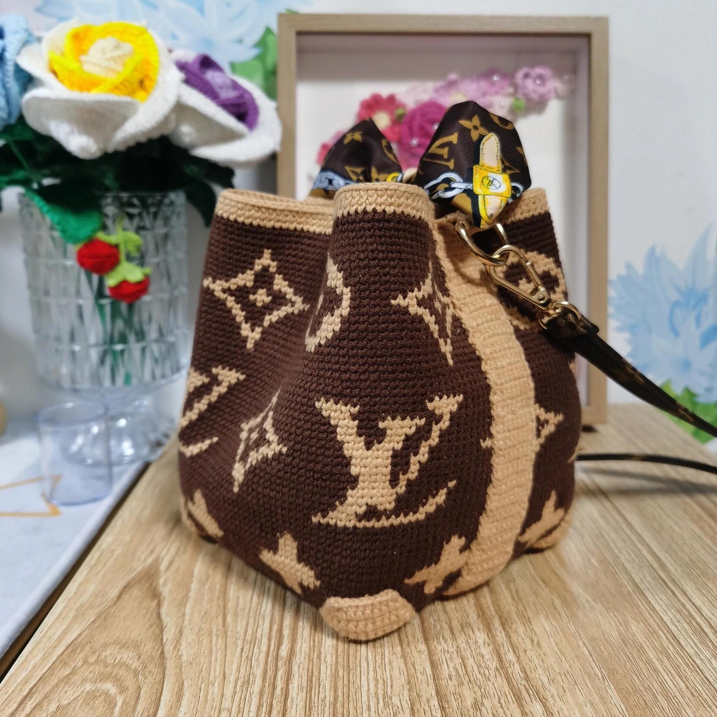 DIY Craft Kit - Crocheted Luxury Bucket Bag Brown
