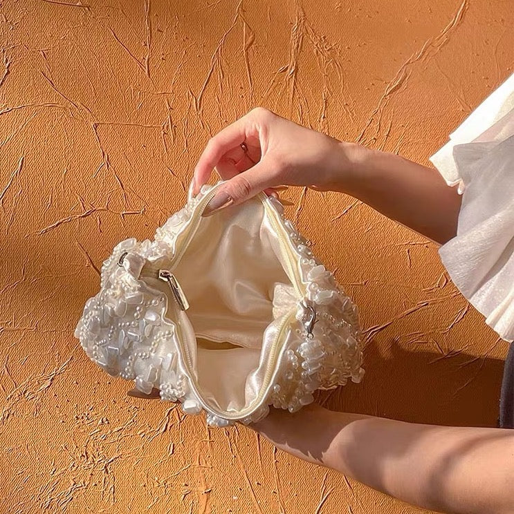 Finished Work - White Elegant Handmade Beaded Bag