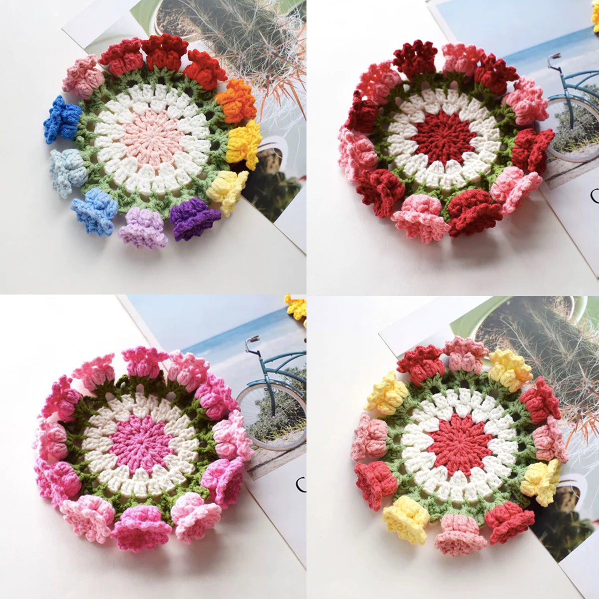Finished Work - Crocheted Flower Coasters