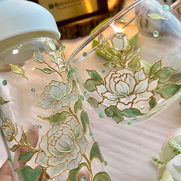 DIY Craft Kit - Glass Painting Kit with Floral Template With gold Painting