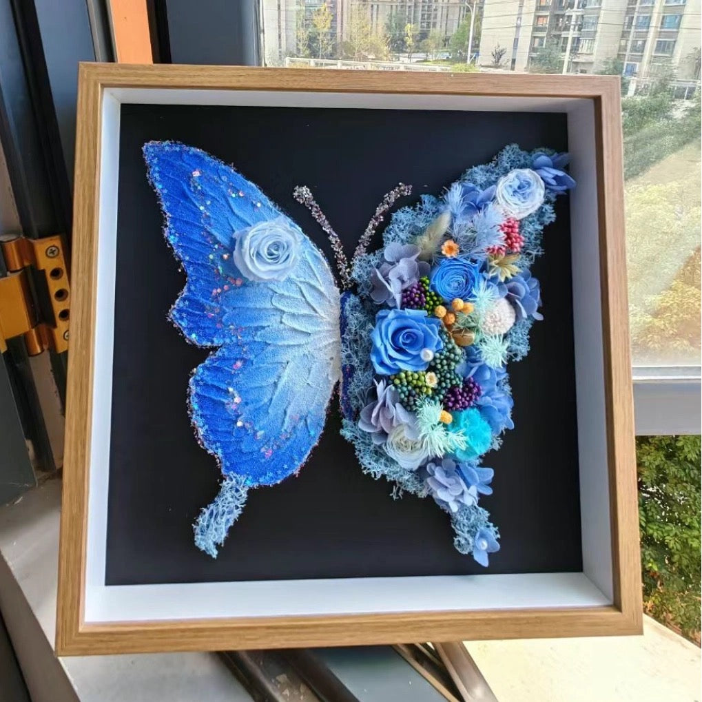 DIY Craft Kit - Elegant Pink Butterfly 3D Floral Artwork Home Decor with Frame