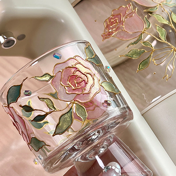 DIY Craft Kit - Glass Painting Kit with Floral Template With gold Painting