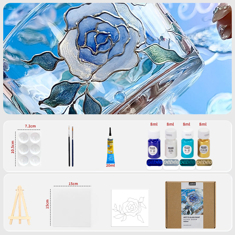 DIY Craft Kit - Glass Painting Kit with Floral Template With gold Painting