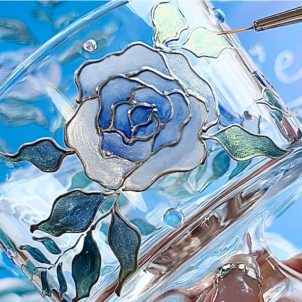 DIY Craft Kit - Glass Painting Kit with Floral Template With gold Painting
